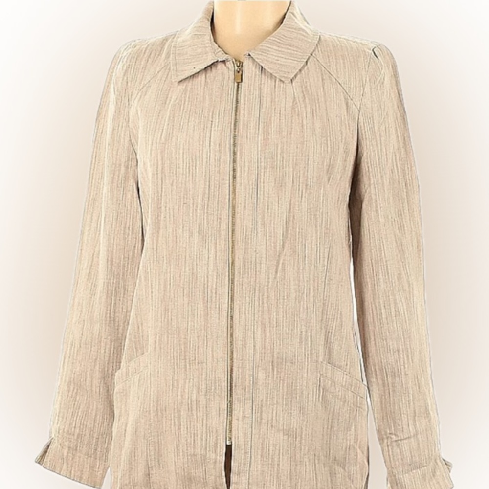 Linen Blend Full Zip Jacket, Laundry by Shelli Segal